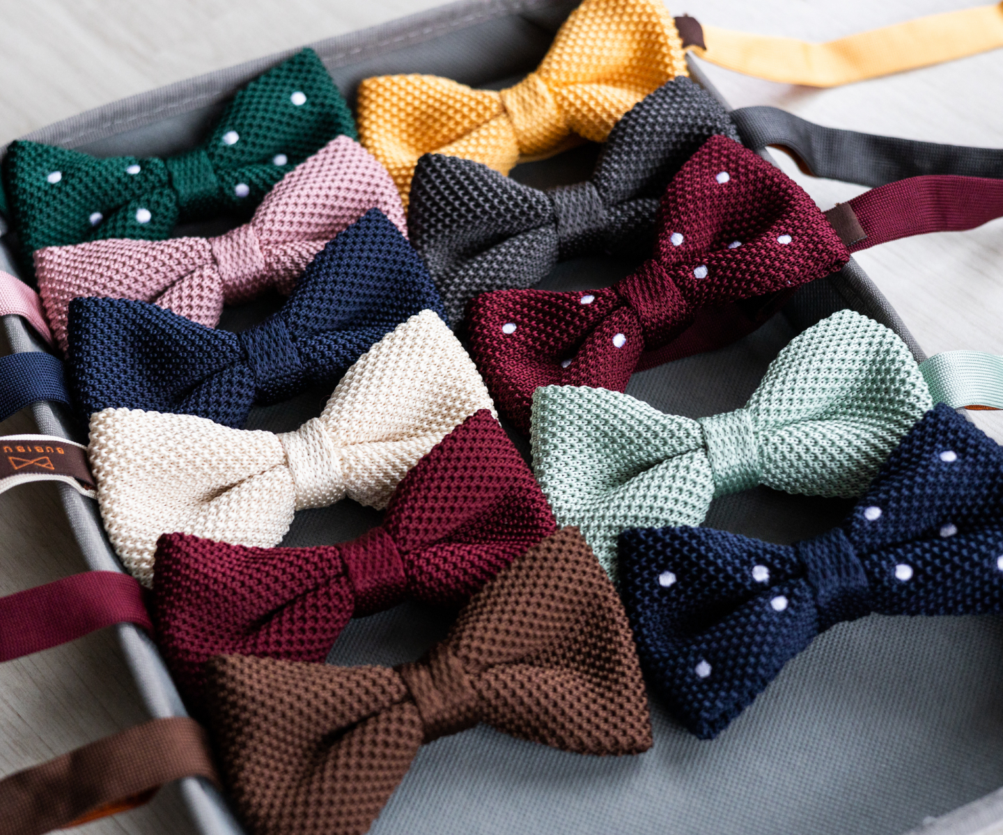 Knitted ties and bow ties
